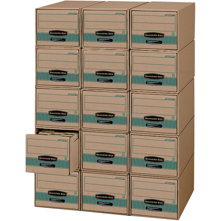 Image of Bankers Box® Stor/drawer Steel Plus Extra Space-Savings Storage Drawers, Letter Files, 14" X 25.5" X 11.5", Kraft/green, 6/carton