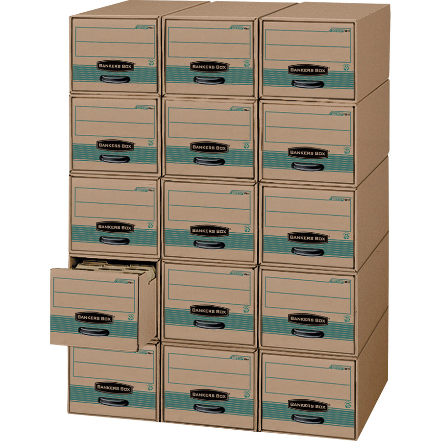 Image of Bankers Box® Stor/drawer Steel Plus Extra Space-Savings Storage Drawers, Letter Files, 14" X 25.5" X 11.5", Kraft/green, 6/carton