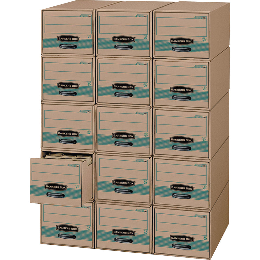 Image of Bankers Box® Stor/drawer Steel Plus Extra Space-Savings Storage Drawers, Legal Files, 16.75" X 25.5" X 11.5", Kraft/green, 6/carton