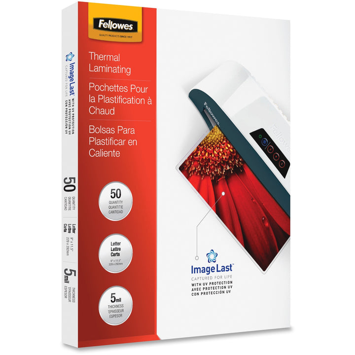 Image of Fellowes® Imagelast Laminating Pouches With Uv Protection, 5 Mil, 9" X 11.5", Clear, 50/pack