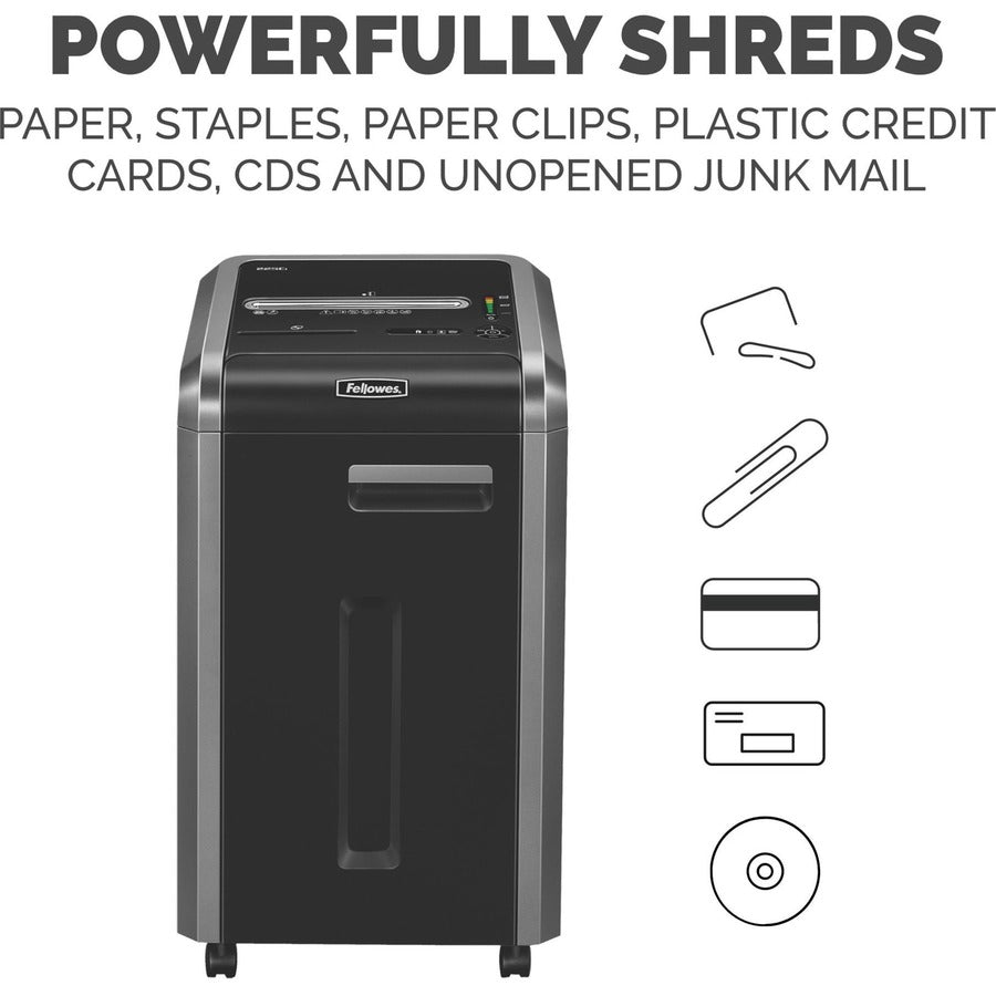 Image of Fellowes® Powershred 225ci 100% Jam Proof Cross-Cut Shredder, 22 Manual Sheet Capacity