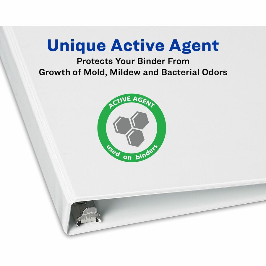 Image of Avery® Touchguard Protection Heavy-Duty View Binders With Slant Rings, 3 Rings, 4" Capacity, 11 X 8.5, White