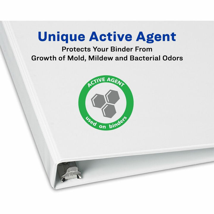 Image of Avery® Touchguard Protection Heavy-Duty View Binders With Slant Rings, 3 Rings, 4" Capacity, 11 X 8.5, White