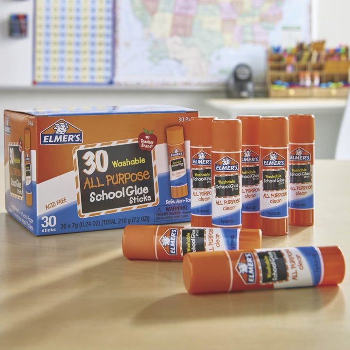 Image of Elmer's E556 All-Purpose Glue Stick 30 Count Class Pack, 0.24 oz, Clear, 30 / Pack