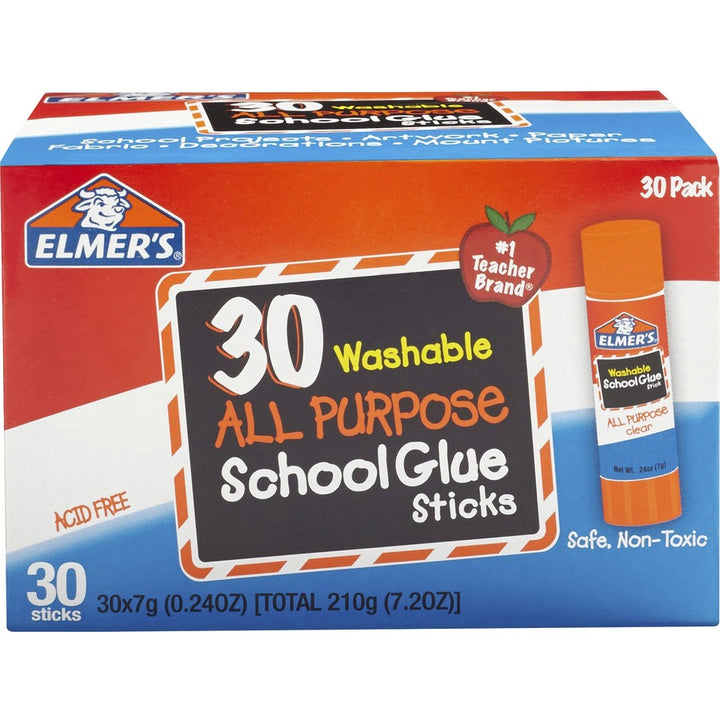 Image of Elmer's E556 All-Purpose Glue Stick 30 Count Class Pack, 0.24 oz, Clear, 30 / Pack
