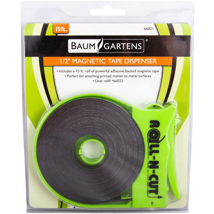 Image of Baumgartens® Magnetic Tape Roll,w/Dispenser,1/2"x15',BK Tape/GN Dispenser