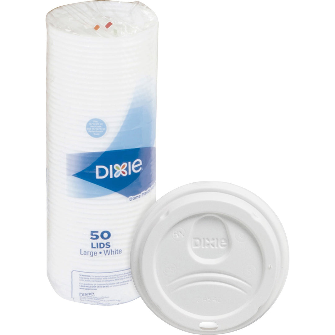 Image of Dixie PerfecTouch 9542500DX Large Hot Cup Lids by GP Pro, Dome, Plastic, White, 1 Pack