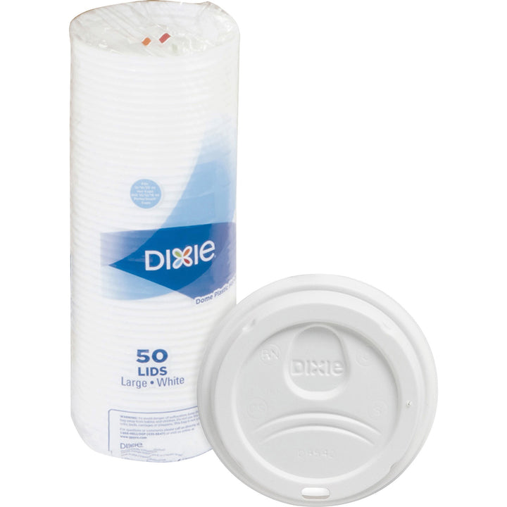 Image of Dixie PerfecTouch 9542500DX Large Hot Cup Lids by GP Pro, Dome, Plastic, White, 1 Pack