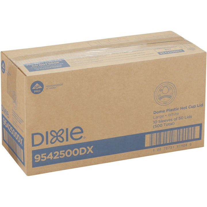 Image of Dixie PerfecTouch 9542500DX Large Hot Cup Lids by GP Pro, Dome, Plastic, White, 1 Pack