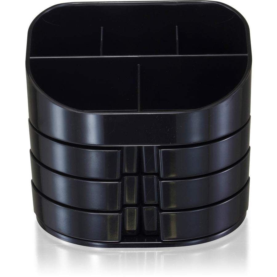 Image of Officemate Double Supply Organizer, 11-Compartments, 6 Drawers, Plastic, 6.5 x 4.75 x 5.75, Black