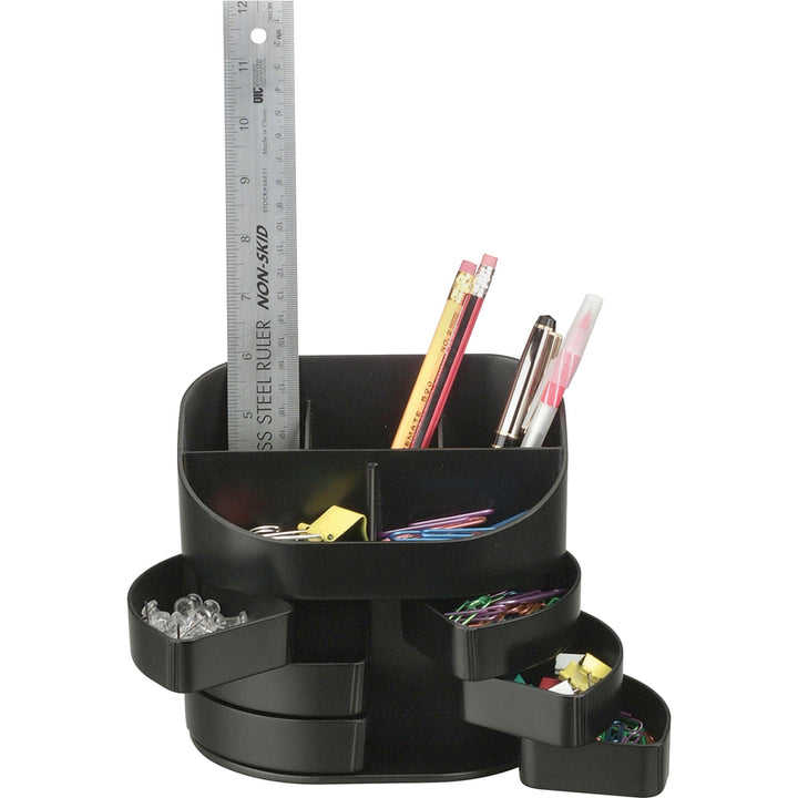 Image of Officemate Double Supply Organizer, 11-Compartments, 6 Drawers, Plastic, 6.5 x 4.75 x 5.75, Black