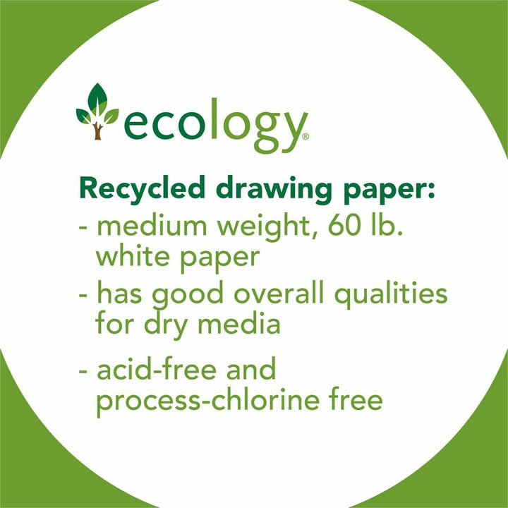 Image of Pacon® Drawing Paper, Recycled, 60lb, 12"x18", 500/RM, White