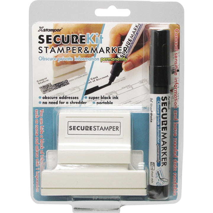 Image of Shachihata Inc Security Stamp Kit, Large, w/Marker, 1"x2-13/16", Black