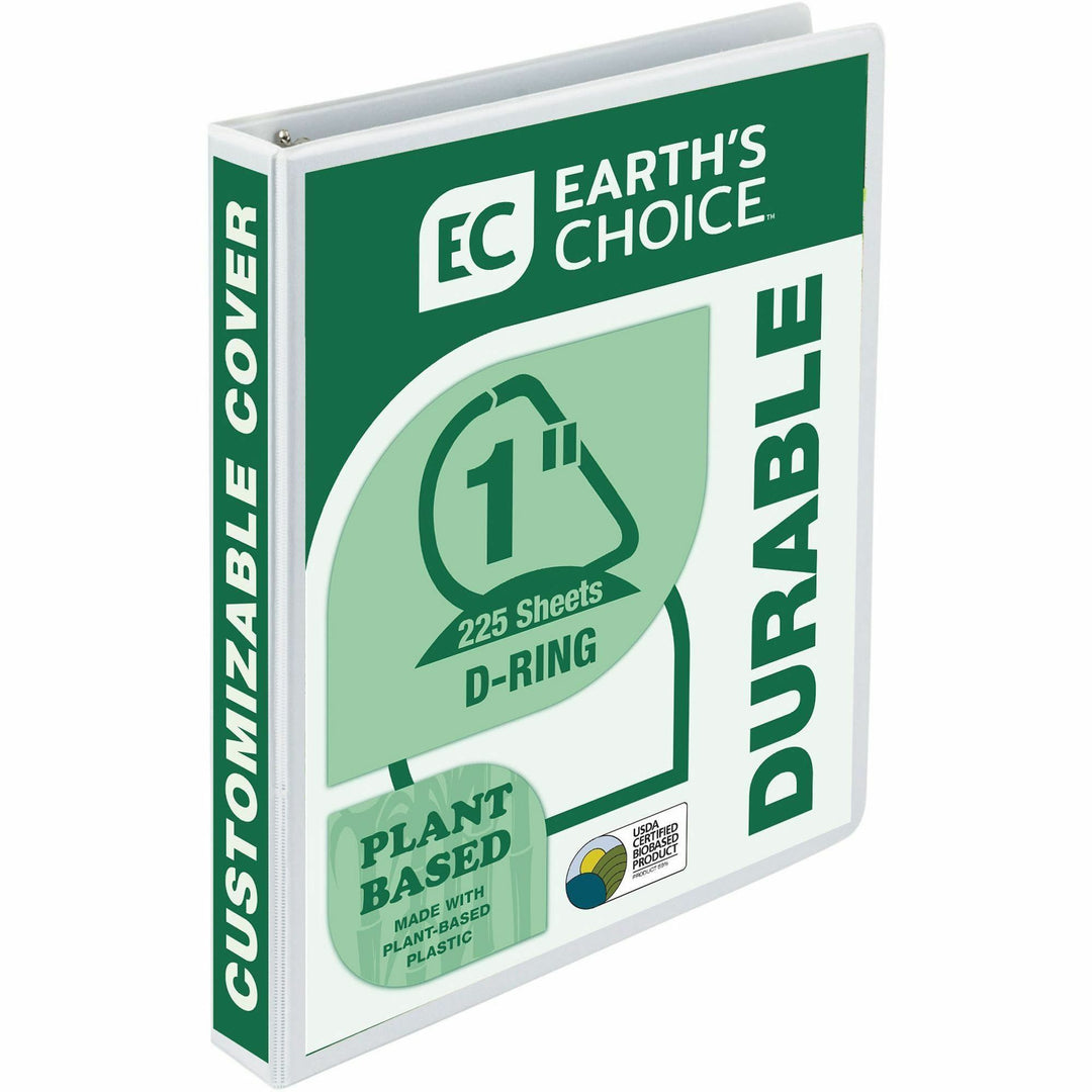 Image of Samsill® Earth's Choice Plant-Based D-Ring View Binder, 3 Rings, 1" Capacity, 11 x 8.5, White