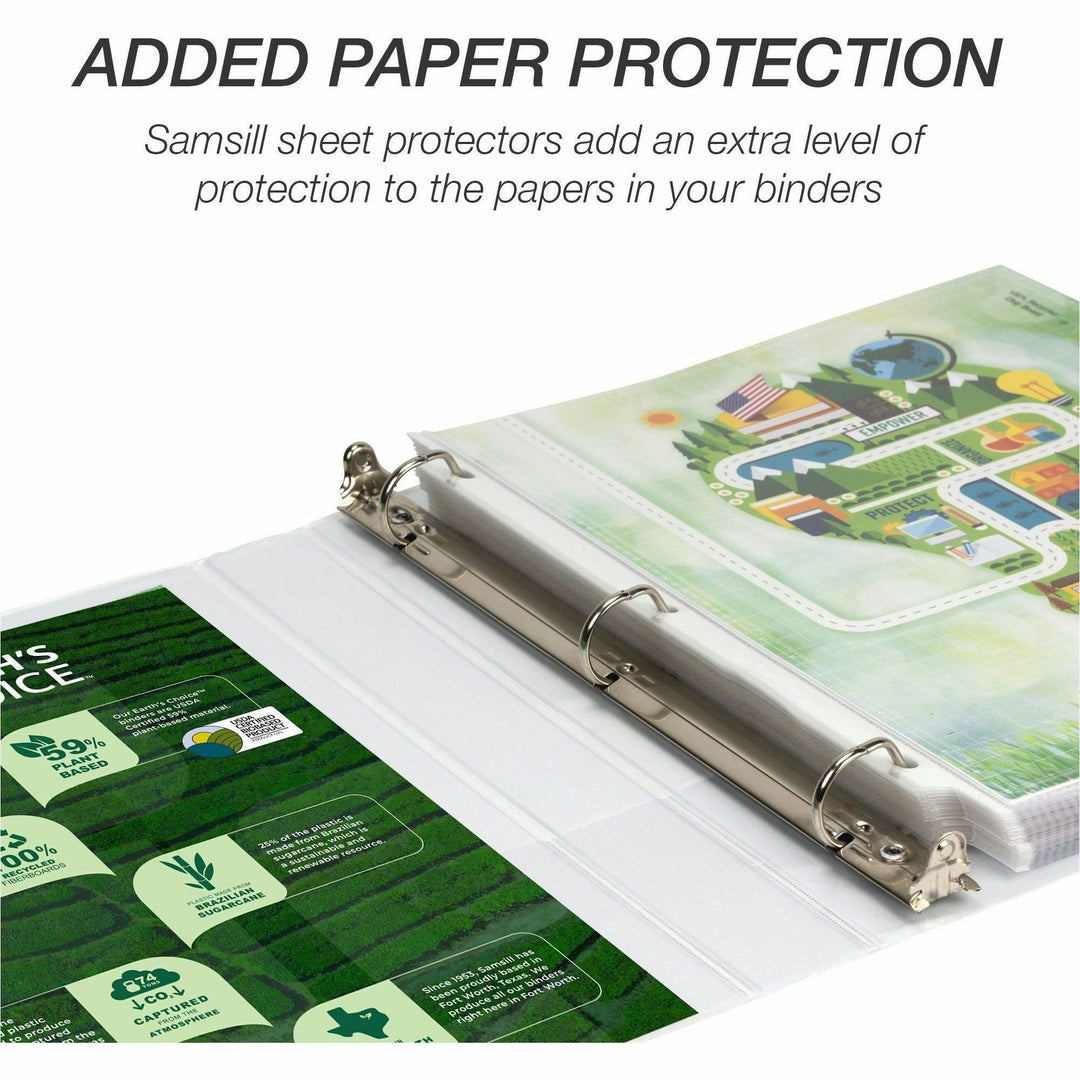 Image of Samsill® Earth's Choice Plant-Based D-Ring View Binder, 3 Rings, 1" Capacity, 11 x 8.5, White