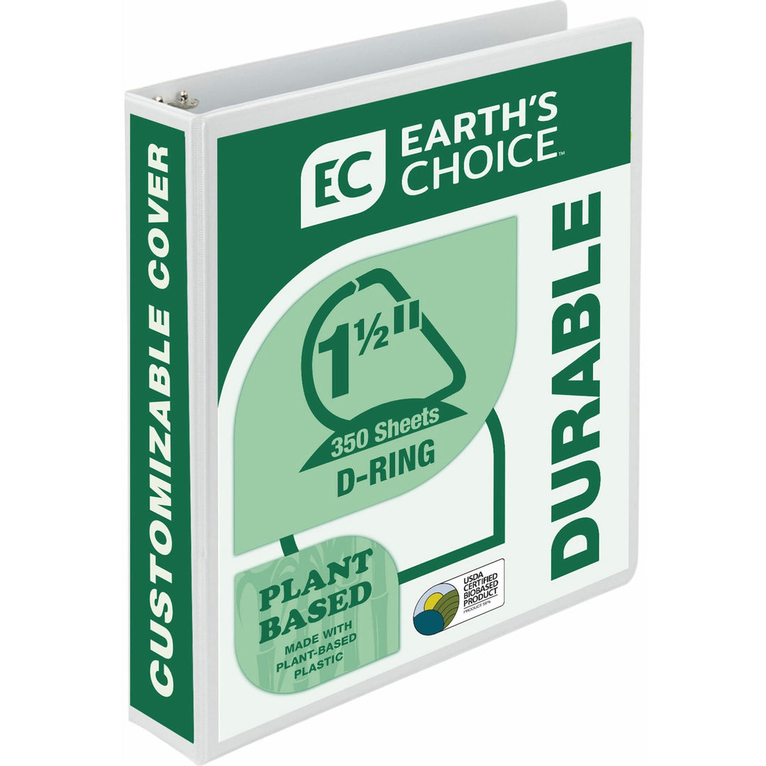 Image of Samsill® Earth's Choice Plant-Based D-Ring View Binder, 3 Rings, 1.5" Capacity, 11 x 8.5, White