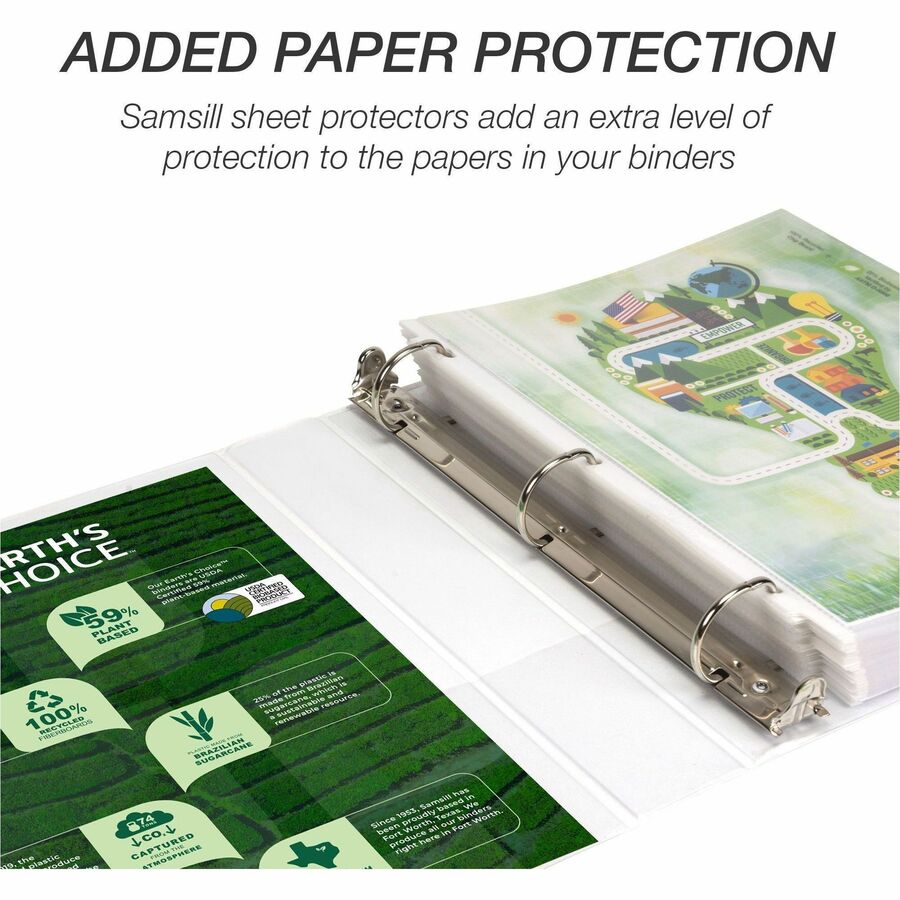 Image of Samsill® Earth's Choice Plant-Based D-Ring View Binder, 3 Rings, 1.5" Capacity, 11 x 8.5, White