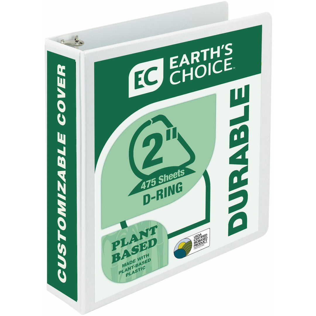 Image of Samsill® Earth's Choice Plant-Based D-Ring View Binder, 3 Rings, 2" Capacity, 11 x 8.5, White