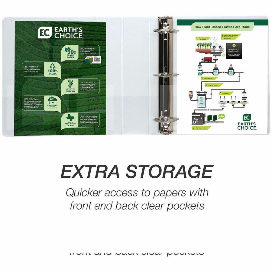 Image of Samsill® Earth's Choice Plant-Based D-Ring View Binder, 3 Rings, 2" Capacity, 11 x 8.5, White