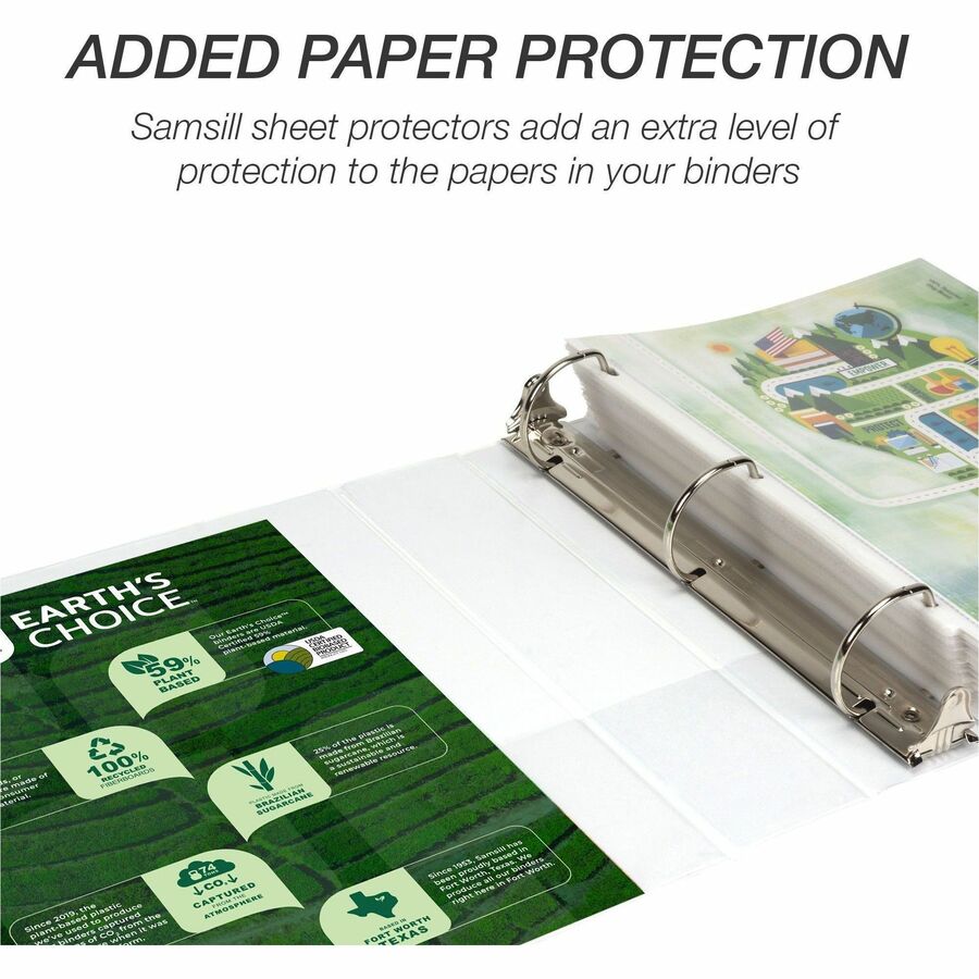 Image of Samsill® Earth's Choice Plant-Based D-Ring View Binder, 3 Rings, 2" Capacity, 11 x 8.5, White