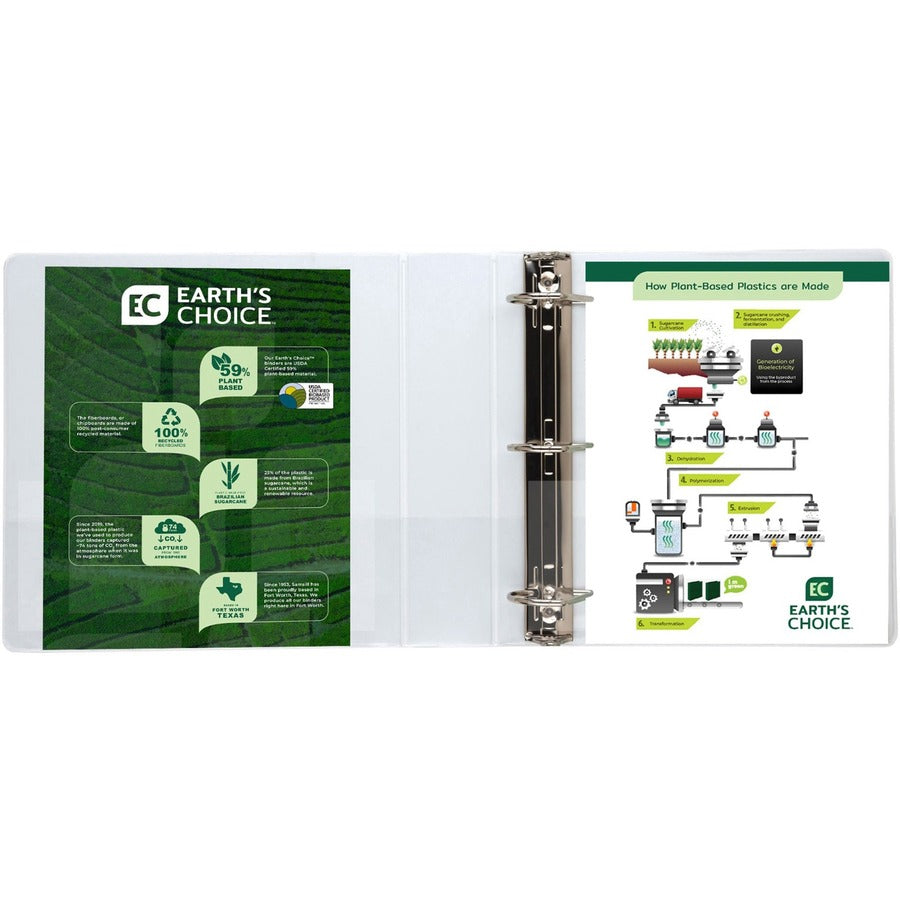 Image of Samsill® Earth's Choice Plant-Based D-Ring View Binder, 3 Rings, 2" Capacity, 11 x 8.5, White