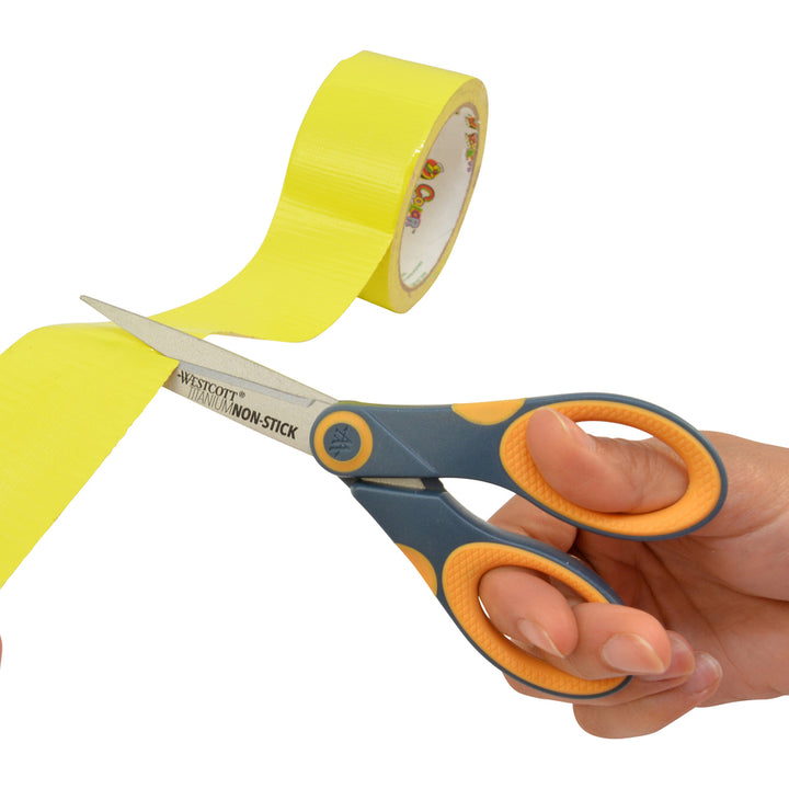 Image of Westcott® Non-Stick Titanium Bonded Scissors, 7" Long, 3" Cut Length, Straight Gray/Yellow Handle