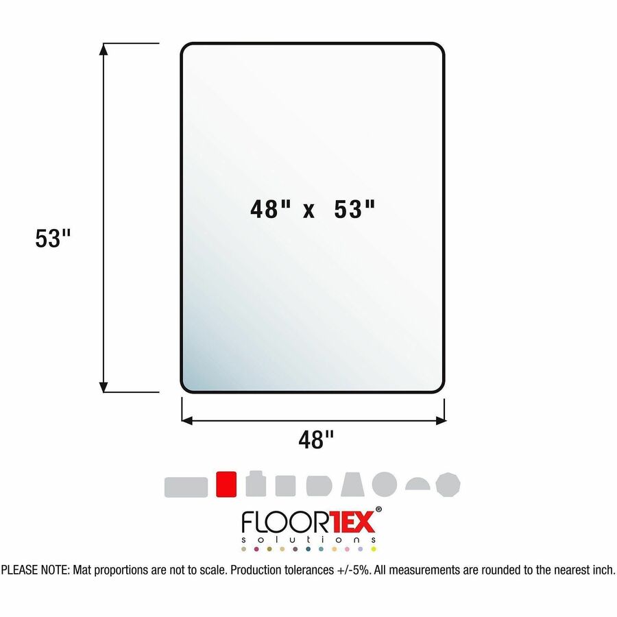 Image of Floortex® Chairmat, High Pile, Poly, Rectangular, 48"x53", Clear