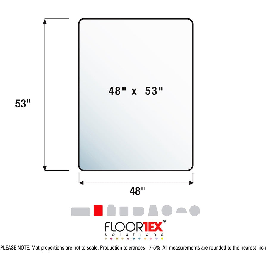 Image of Floortex® Chairmat, High Pile, Poly, Rectangular, 48"x53", Clear