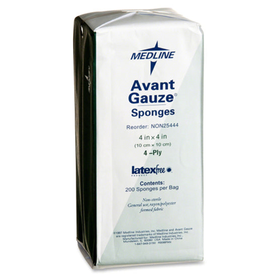 Image of Medline Gauze Sponges,Nonwoven,Nonsterile,4"x4",4-Ply200/BX,White