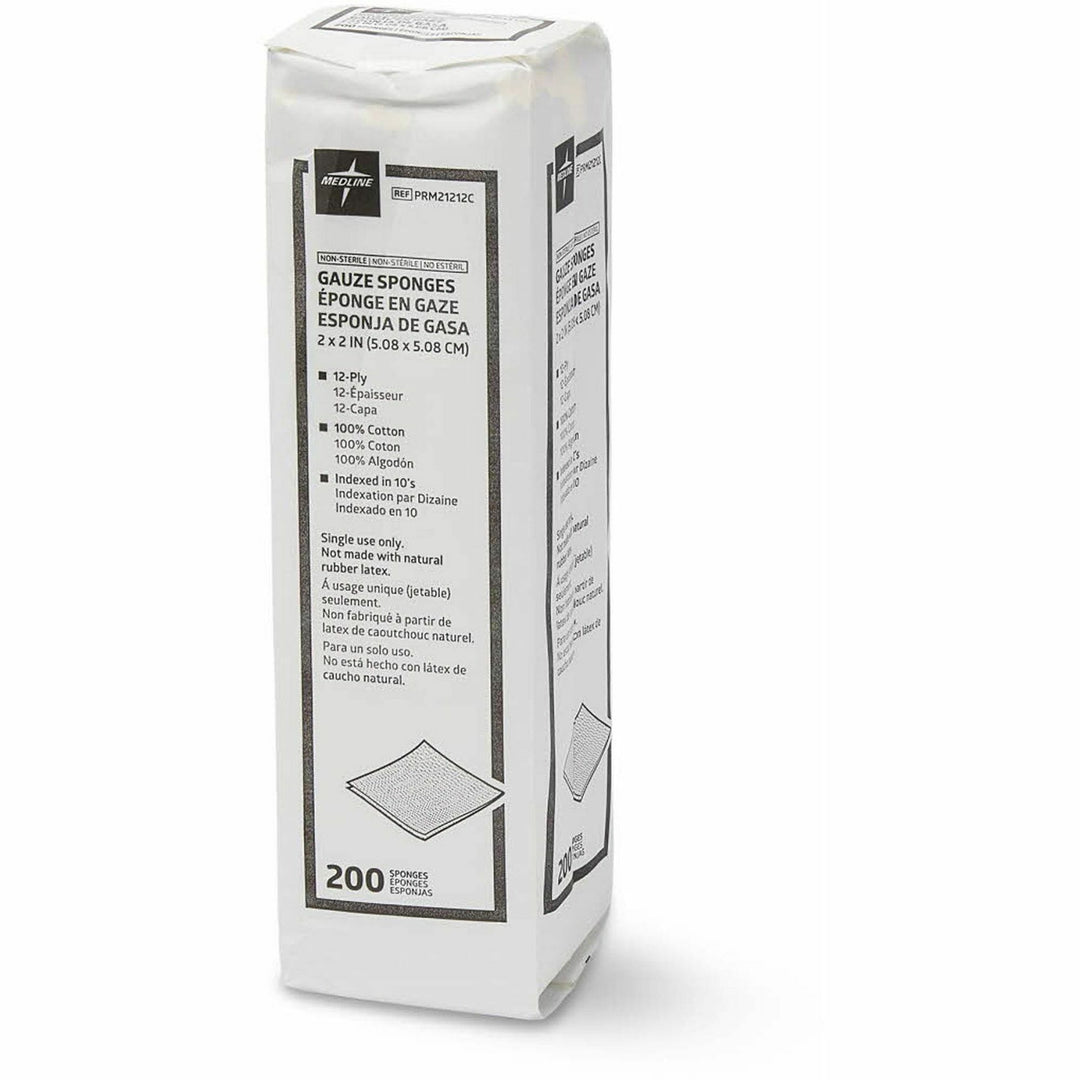 Image of Medline Gauze Sponges, Nonsterile, 2"x2",12 Ply, 200/BX, White