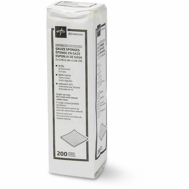 Image of Medline Gauze Sponges, Nonsterile, 2"x2",12 Ply, 200/BX, White