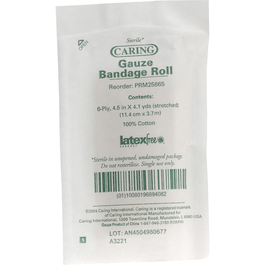 Image of Medline Gauze Bandage Roll, Sterile, 4-1/2"x4 Yards, 100/BX, White