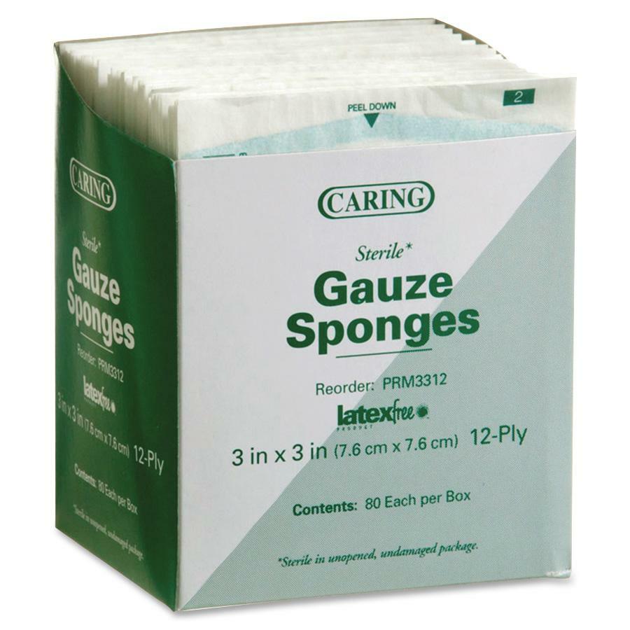 Image of Medline Gauze Sponges, Sterile, 3"x3", 12 Ply, 80/BX, White