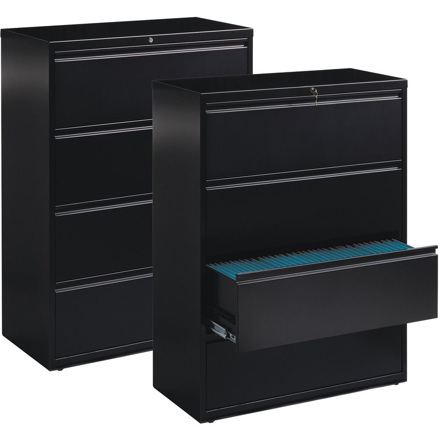 Image of Lorell Lateral File, 4-Drawer, 42"x18-5/8"x52-1/2", Black