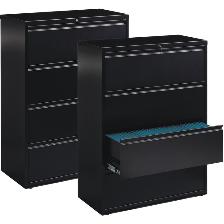 Image of Lorell Lateral File, 4-Drawer, 42"x18-5/8"x52-1/2", Black