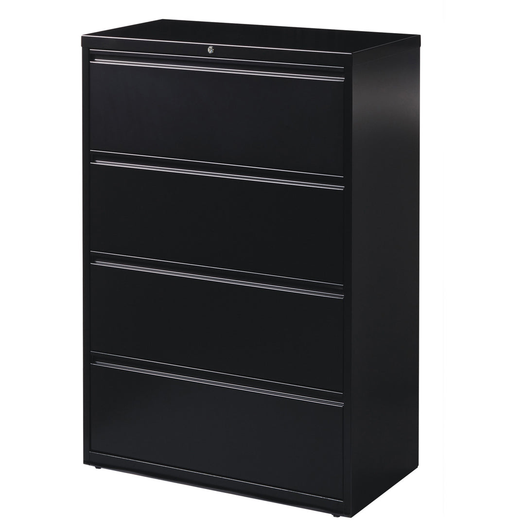 Image of Lorell Lateral File, 4-Drawer, 36"x18-5/8"x52-1/2", Black