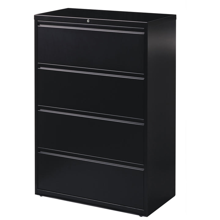 Image of Lorell Lateral File, 4-Drawer, 36"x18-5/8"x52-1/2", Black