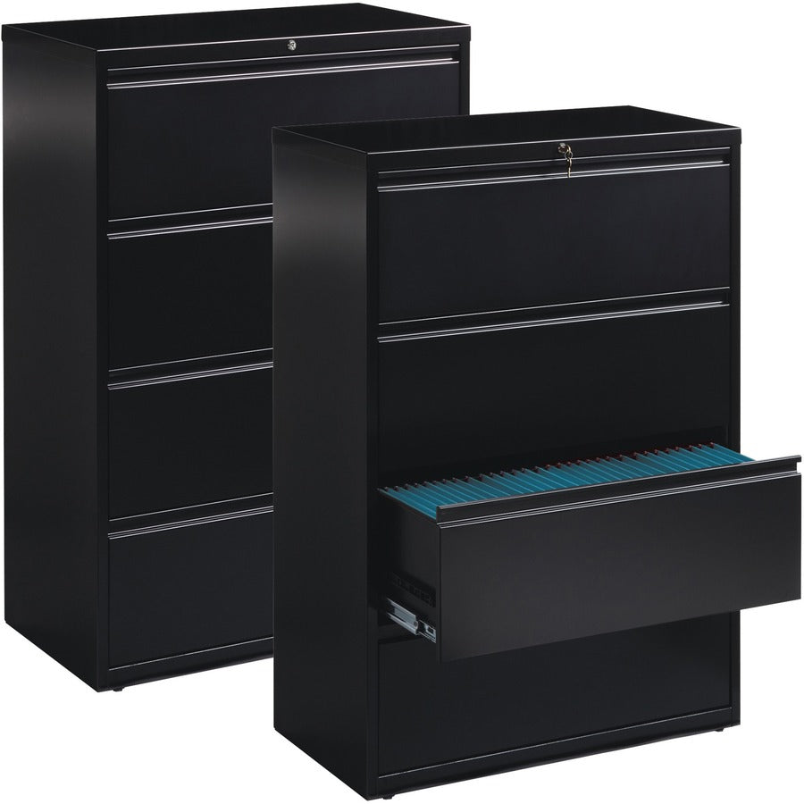 Image of Lorell Lateral File, 4-Drawer, 36"x18-5/8"x52-1/2", Black