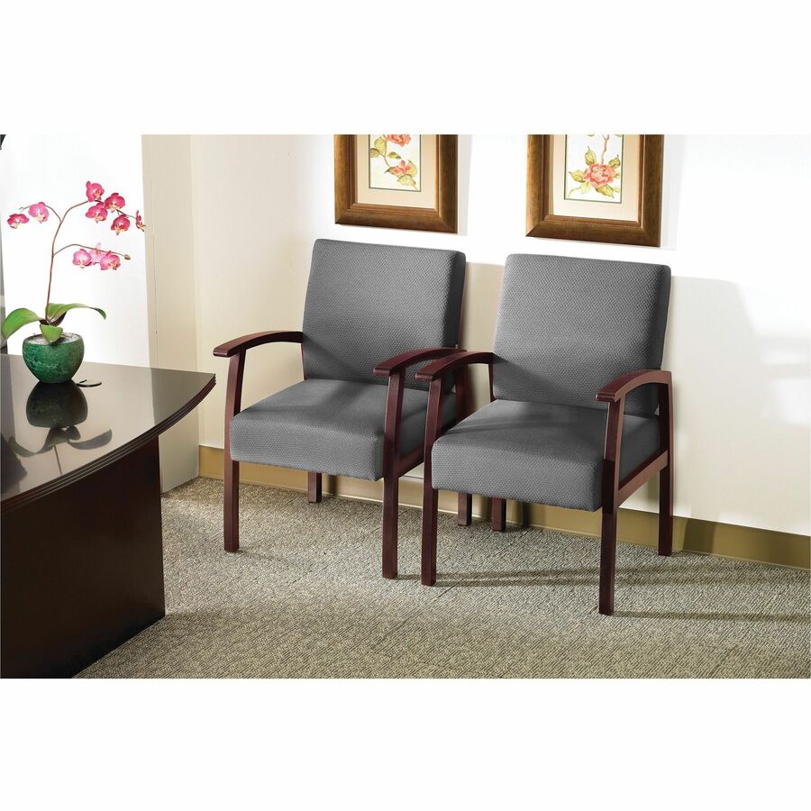 Image of Lorell Guest Chairs, 24"x25"x35-1/2", Charcoal/Mahogany frame