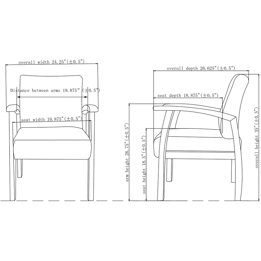 Image of Lorell Guest Chairs, 24"x25"x35-1/2", Charcoal/Mahogany frame