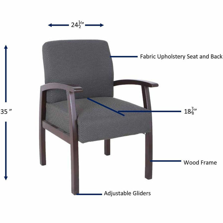 Image of Lorell Guest Chairs, 24"x25"x35-1/2", Charcoal/Espresso frame