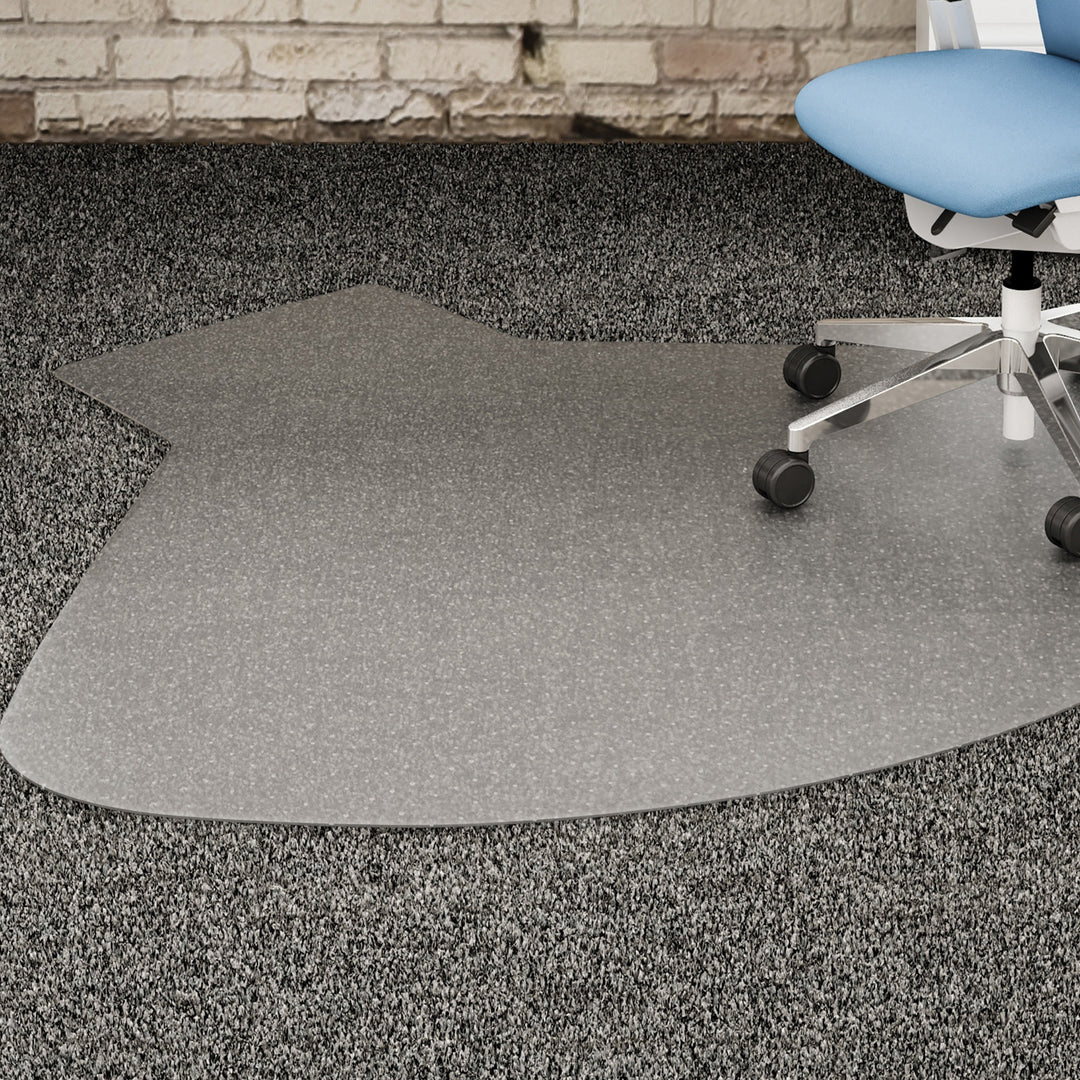 Image of Lorell L-Workstation Chairmat, Med. Pile,60"x66", Lip 20"x12", CL