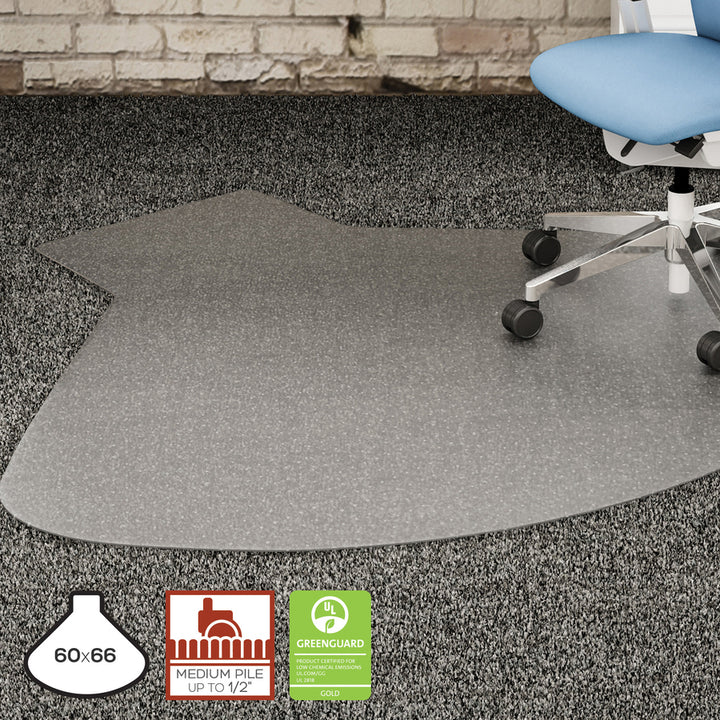 Image of Lorell L-Workstation Chairmat, Med. Pile,60"x66", Lip 20"x12", CL