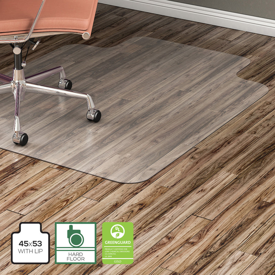 Image of Lorell Hard Floor Chairmat,Str Edge,45"x53",Wide Lip 25"x12",CL