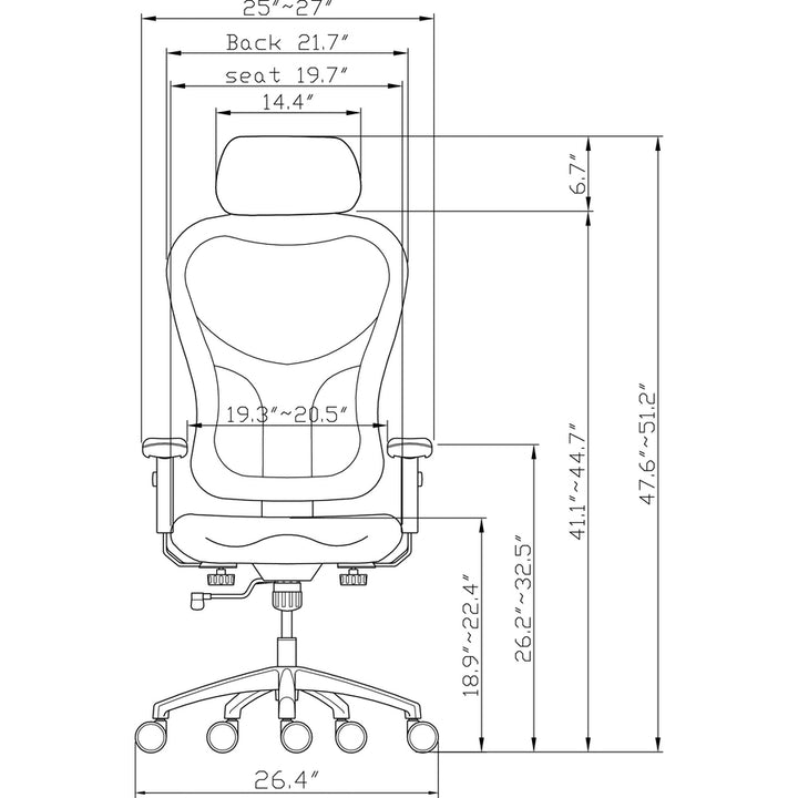 Image of Lorell Executive High-Back Chair, 24-7/8"x23-5/8"x52-7/8", Black