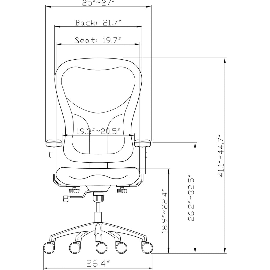 Image of Lorell Executive High-Back Chair, 24-7/8"x23-5/8"x44-1/8", Black