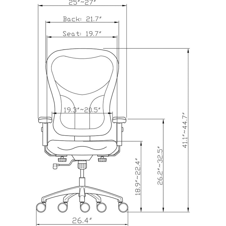Image of Lorell Executive High-Back Chair, 24-7/8"x23-5/8"x44-1/8", Black