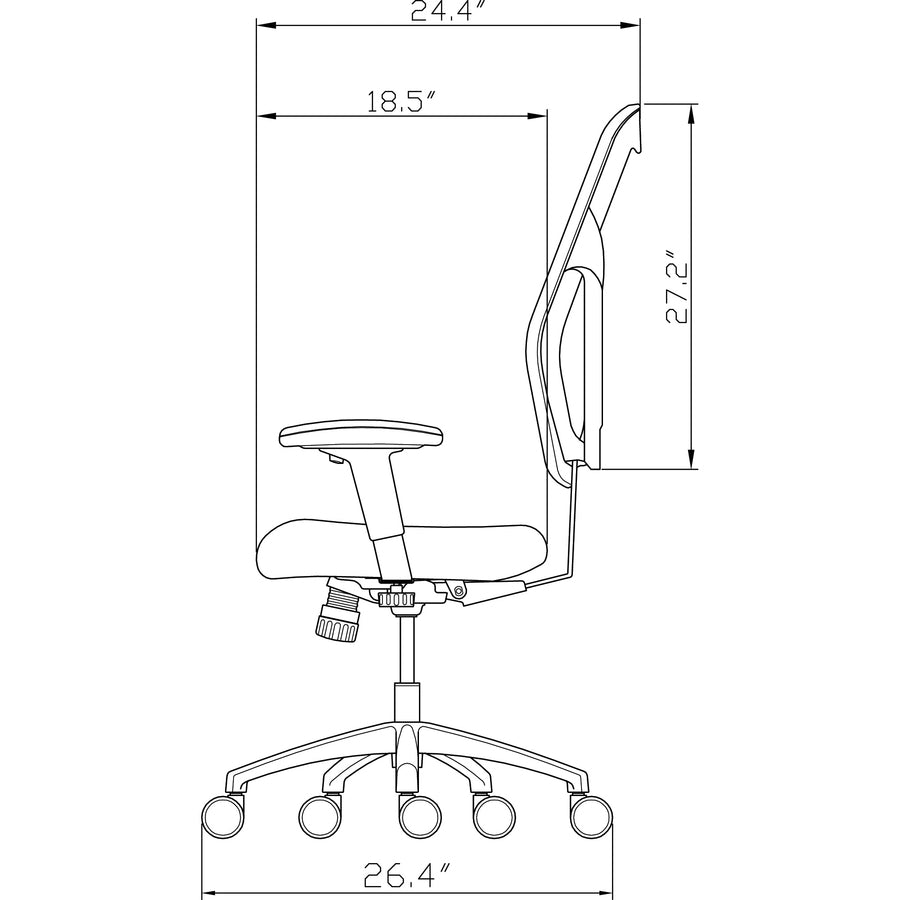 Image of Lorell Executive High-Back Chair, 24-7/8"x23-5/8"x44-1/8", Black
