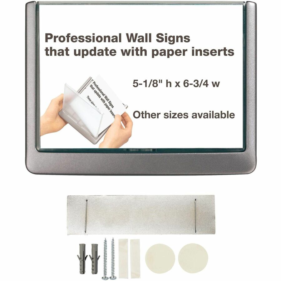 Image of Durable® Click Sign Holder For Interior Walls, 6.75 x 0.63 x 5.13, Gray