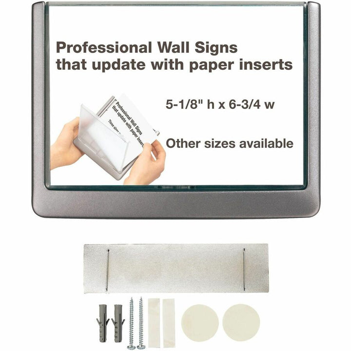Image of Durable® Click Sign Holder For Interior Walls, 6.75 x 0.63 x 5.13, Gray